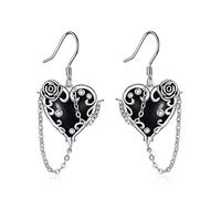 YFN Orecchini gotici a forma di cuore, da donna, in argento Sterling, regalo di Halloween, gioielli gotici, Argento sterling