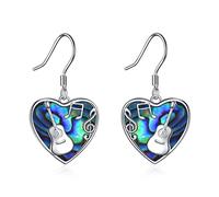 YFN Orecchini pendenti a forma di chitarra, in argento Sterling, con conchiglia di abalone per ragazze, Argento sterling, Nessuna pietra preziosa