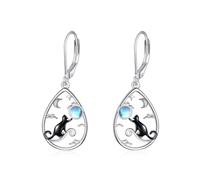 YFN Orecchini per gatti/pietra di luna a mezzaluna orecchini da donna in argento Sterling con luna celtica orecchini gioielli irlandesi regali per ragazze madre figlia sorella ipoallergenici, 4 mm