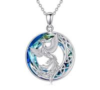 YFN Phönix - Collana da donna con cristalli fenice in argento sterling 925, con nirvana, idea regalo per donne e ragazze, Argento sterling, Acquamarina