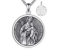 YFN San Giuseppe - Collana in argento sterling 925, con ciondolo a forma di santo Giuseppe, patrona dei lavoratori, padri, protezione della famiglia, gioielli religiosi cattolici, regalo per padri