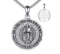 YFN Santo Patron Collana in argento Sterling Amuleto Medaglia Ciondolo Gioielli Religiosi Regali per Uomo Donna, Argento sterling, Nessuna pietra preziosa