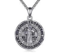 YFN Santo Patron Collana in argento Sterling Amuleto Medaglia Ciondolo Gioielli Religiosi Regali per Uomo Donna, Argento sterling, Nessuna pietra preziosa