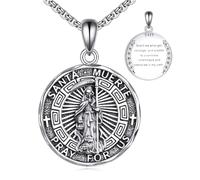YFN Santo Patron Collana in argento Sterling Amuleto Medaglia Ciondolo Gioielli Religiosi Regali per Uomo Donna, Argento sterling, Nessuna pietra preziosa