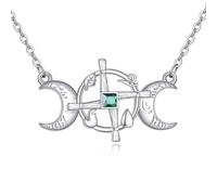YFN St Bridgets - Collana in argento Sterling con ciondolo a forma di croce con tripla luna e dea di Santa Brigida, gioiello irlandese da donna, regalo irlandese