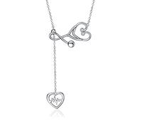 YFN Stetoscopio Gioielli in Argento Sterling Battito Cardiaco EKG Lariat Y Collana per le Donne Medico Infermiera Regalo (Collana Lariat Stetoscopio)