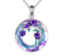 YFN Tulipani Collana in argento Sterling cristallo fiore tulipani gioielli per la mamma, Argento sterling, Nessuna pietra preziosa