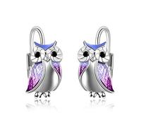 YFN Wise Owl Orecchini Sterling Silver Purple Owl Gioielli Regali per le donne Ragazza