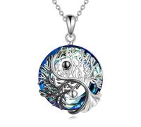 YFN Yin Yang - Collana in argento Sterling con ciondolo a forma di albero della vita, idea regalo per uomini e donne, Normal, Argento sterling, Nessuna pietra preziosa