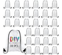 YFNVH 30 sacchetti da ginnastica a sublimazione, 38 x 42 cm, in poliestere, colore bianco, per bambini, con coulisse, per sport, fitness, progetti fai da te