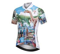 YFPICO - Maglia da ciclismo a maniche corte, da ragazzo, Quick Dry, Stampa a dinosauro., 122/128