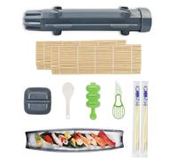YFPOPONE Kit per la preparazione del sushi, 9 pezzi, set per sushi per principianti, kit fai da te, con stampo per onigiri, bazooka per sushi (grigio, piatto per sushi per immersione, set per sushi