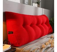 YFPZHZ Cuscini per Testiera Triangolari Imbottiti Cuscino per Lettura A Cuneo, Morbido Velluto A Coste Matrimoniale Singolo Cuscino per la Lettura della Schiena del Letto, Rimovibile(180x50x20cm,Red)