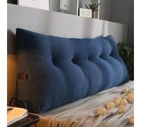 YFPZHZ Cuscini per Testiera Triangolari Imbottiti Cuscino per Lettura A Cuneo, Morbido Velluto A Coste Matrimoniale Singolo Cuscino per la Lettura della Schiena del Letto, Rimovibile(80x50x20cm,Blue)