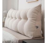 YFPZHZ Cuscino A Cuneo Triangolare in Cotone E Lino per Testiera Letto Singolo Matrimoniale, Cuscino di Supporto per Schiena, Cuscino Lettura, Cuscino per Letto A Castello, Dormitorio(120x50x20cm,A)