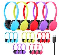 YFSFQS Cuffie USB Tipo C Bulk Classroom Confezione da 5, Wired On Ear | Cuffie con cavo USB C per bambini, per adolescenti, studenti, adulti, test scolastici