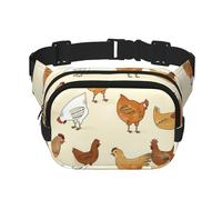 YFSGDLBN A Brood of Chickens - Marsupio quadrato a doppio strato con stampa di galline, Nero , Taglia unica