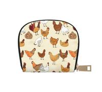 YFSGDLBN A Brood of Chickens - Porta carte di credito in pelle stampata con cerniera, portamonete, bianco, Taglia unica