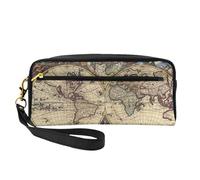 YFSGDLBN Astuccio per matite con mappa antica del mondo stampato, piccola borsa per trucchi