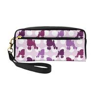 YFSGDLBN Astuccio per matite con stampa a pois e barboncino viola, piccola borsa per il trucco