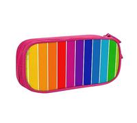 YFSGDLBN Astuccio per matite con stampa a righe arcobaleno di grande capacità, astuccio per cancelleria portatile, rosa, Taglia unica, Portamonete