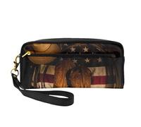 YFSGDLBN Astuccio per matite con stampa bandiera americana con stivali da cowboy, piccola borsa per il trucco