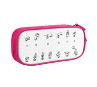 YFSGDLBN Astuccio per matite con stampa dell'alfabeto con linguaggio dei segni e grande capacità, astuccio per cancelleria portatile, rosa, Taglia unica, Portamonete