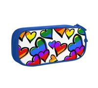 YFSGDLBN Astuccio per matite con stampa di cuori Gay Pride colorati arcobaleno di grande capacità, astuccio doppio astuccio portatile per cancelleria, Blu, Taglia unica, Portamonete