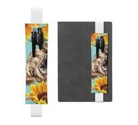 YFSGDLBN Astuccio portapenne in pelle stampata blu mucca con girasoli, bianco, Taglia unica, Portamonete
