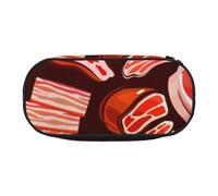 YFSGDLBN Bacon Pattern Stampato Matita Bag Matita Caso Matita Sacchetto Portatile Cancelleria Pouch, Nero , Taglia unica, Portamonete
