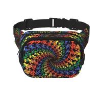 YFSGDLBN Bear Dancing Tie Dye stampato quadrato doppio strato Marsupio quotidiano casual borsa da petto, Nero , Taglia unica