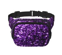 YFSGDLBN Bella viola Glitter stampato quadrato doppio strato Marsupio quotidiano casual borsa da petto, Nero , Taglia unica