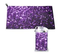 YFSGDLBN Bellissimo asciugamano in microfibra con stampa glitter viola ad asciugatura rapida, 40,6 x 80 cm