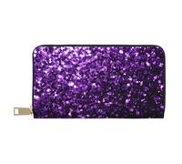 YFSGDLBN Bellissimo portafoglio in pelle con stampa glitter viola lunga pochette portafoglio zip porta carte, bianco, Taglia unica