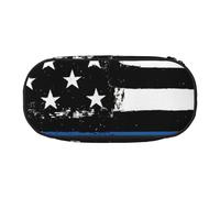 YFSGDLBN Blu Linea Sottile USA Bandiera Stampato Matita Astuccio Matita Astuccio Portatile Cancelleria Pouch, Nero , Taglia unica, Portamonete