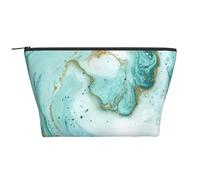 YFSGDLBN Borsa cosmetica da viaggio portatile con stampa marmo verde acqua e oro, Nero , Taglia unica