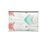 YFSGDLBN Borsa cosmetica riutilizzabile della borsa cosmetica stampata delle frecce del corallo e del verde acqua