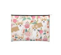 YFSGDLBN Borsa cosmetica riutilizzabile in carta stampata con fiori floreali Corgi