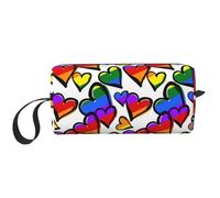 YFSGDLBN Borsa per cosmetici da viaggio con stampa di cuori e cuori colorati arcobaleno