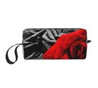 YFSGDLBN Borsa per il trucco con stampa di rose nere bianche e rosse