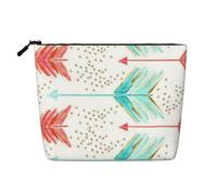 YFSGDLBN Borsa per il trucco in canapa finta con stampa di frecce color corallo e foglia di tè, Nero , Taglia unica