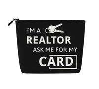 YFSGDLBN Borsa per trucchi in finta canapa stampata con scritta "I'm A Realtor Ask Me", Nero , Taglia unica