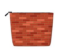YFSGDLBN Borsa per trucco in canapa finta stampata con texture a muro di mattoni rossi Borsa per cosmetici da viaggio, Nero , Taglia unica