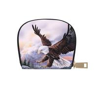 YFSGDLBN Borsa porta carte di credito in pelle stampata con aquila calva e portamonete, bianco, Taglia unica