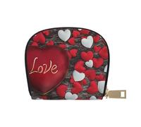YFSGDLBN Borsa porta carte di credito in pelle stampata per San Valentino con cerniera e portamonete, bianco, Taglia unica