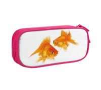 YFSGDLBN Carino pesce rosso stampato grande capacità matita caso doppio sacchetto di cancelleria portatile, rosa, Taglia unica, Portamonete