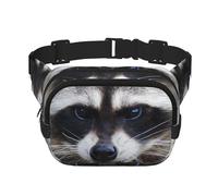 YFSGDLBN Carino Raccoon Stampato Quadrato Doppio Strato Marsupio Quotidiano Casual Borsa Petto, Nero , Taglia unica