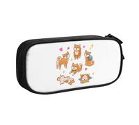YFSGDLBN Carino Shiba Inu Dog stampato grande capacità matita caso doppio astuccio portatile cancelleria sacchetto, Nero , Taglia unica, Portamonete