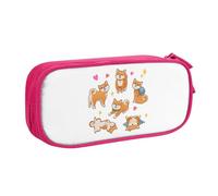 YFSGDLBN Carino Shiba Inu Dog stampato grande capacità matita caso doppio astuccio portatile cancelleria sacchetto, rosa, Taglia unica, Portamonete