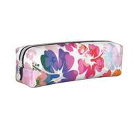 YFSGDLBN Cassa della penna del sacchetto della cancelleria portatile del cuoio stampato della stampa del fiore hawaiano, bianco, Taglia unica, Portamonete